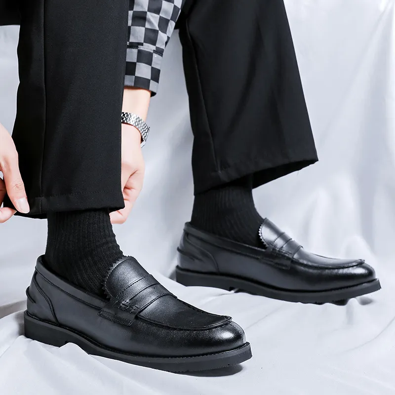 WEISHIBANGWEI Loafers Men's Black-3