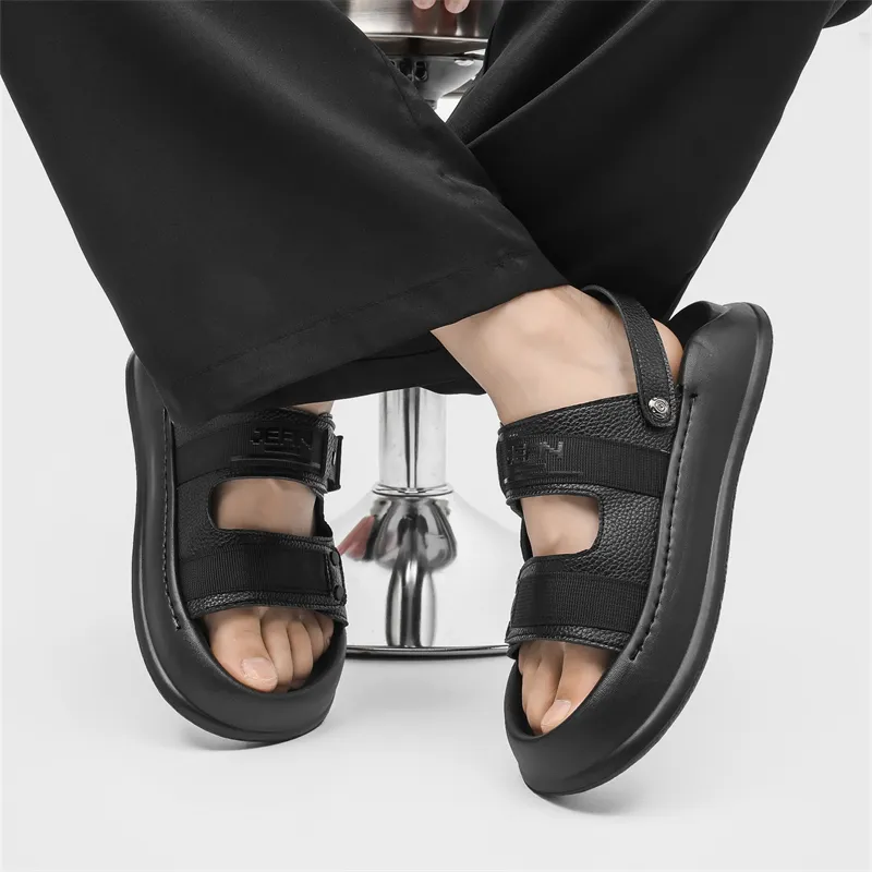 WEISHIBANGWEI Beach Sandals Men's Black-5