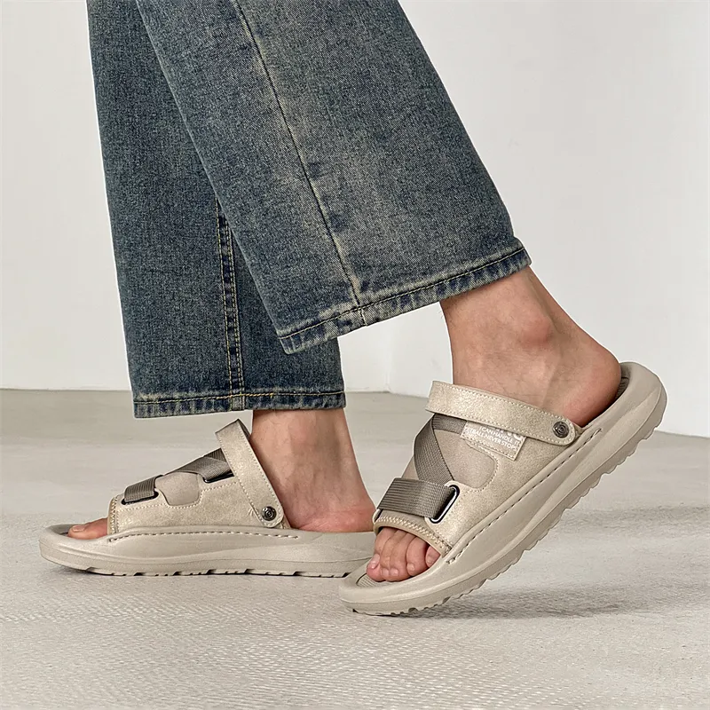WEISHIBANGWEI Beach Sandals Men's Ecru-5