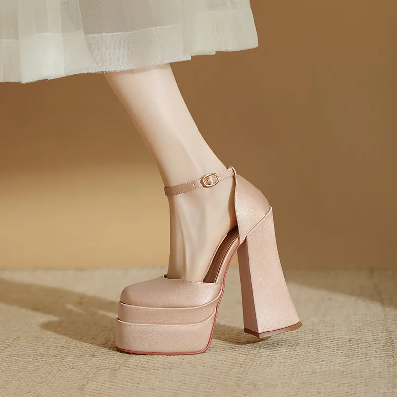WEISHIBANGWEI High Heels Women's Champagne Pink-5