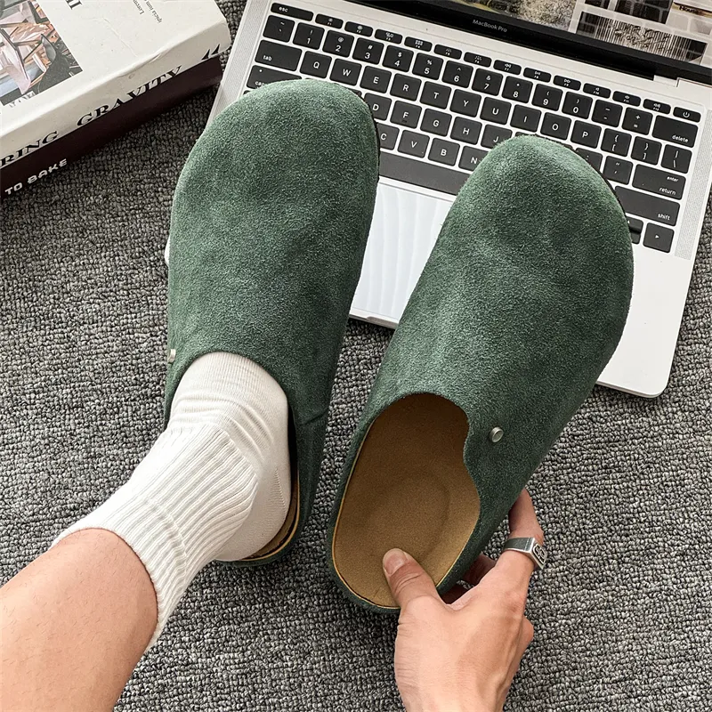 WEISHIBANGWEI Rubber Sole Closed Toe Slippers Unisex Green-3