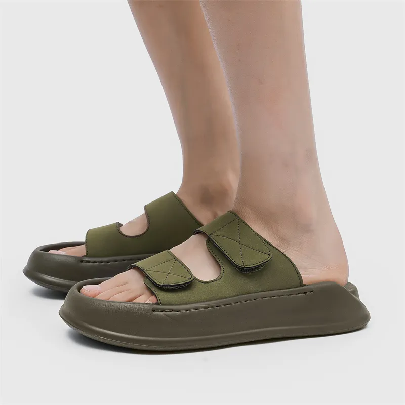 WEISHIBANGWEI Slip Resistant Odor Resistant Slide Slippers Men's Olive Green-4
