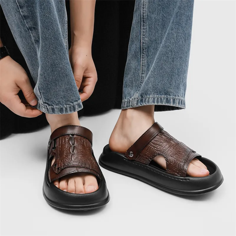 WEISHIBANGWEI Beach Sandals Men's Brown-6