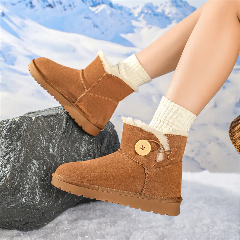 WEISHIBANGWEI Warm Wear Resistant Cushioning Slip Resistant Short Snow Boots Women's-4