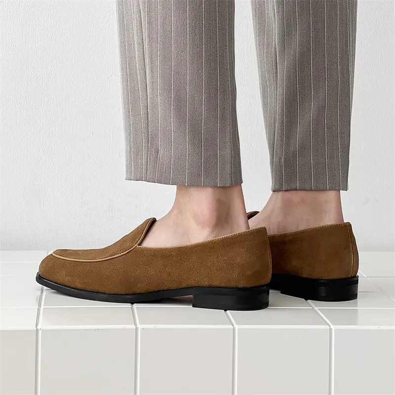 WEISHIBANGWEI Loafers Men's Yellow-5