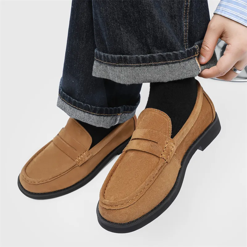 WEISHIBANGWEI Loafers Men's Apricot-5