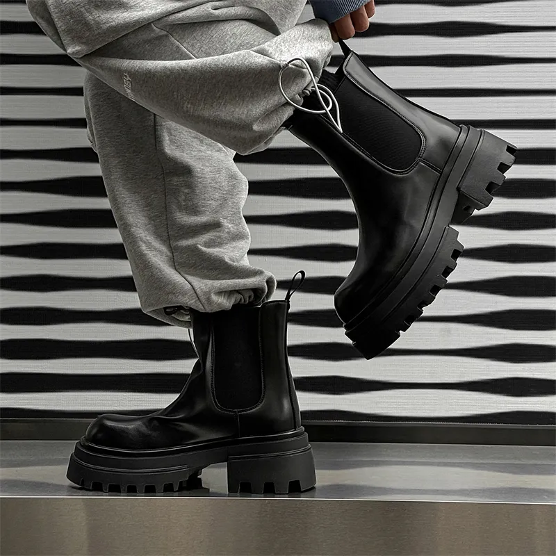 WEISHIBANGWEI Short Chelsea Boots Men's-4
