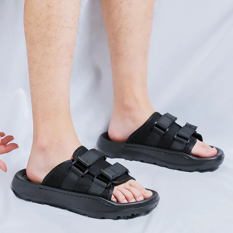 WEISHIBANGWEI Slip Resistant Odor Resistant Slide Slippers Men's Black-1