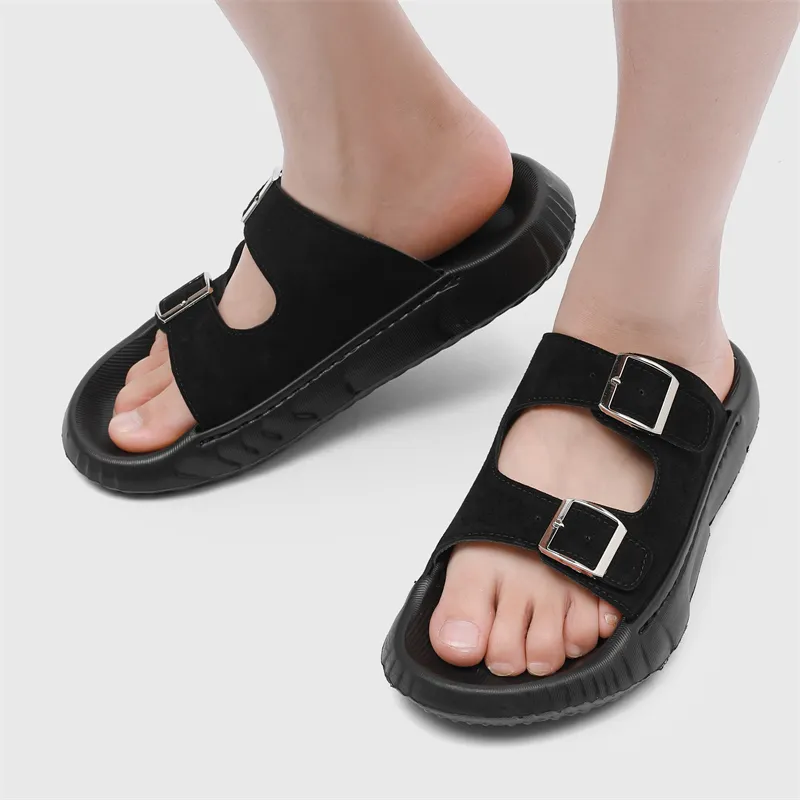 WEISHIBANGWEI Slip Resistant Odor Resistant Slide Slippers Men's Black-1