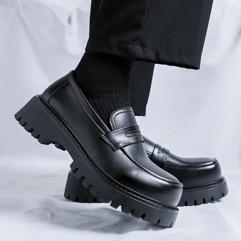 WEISHIBANGWEI Loafers Men's Black-5
