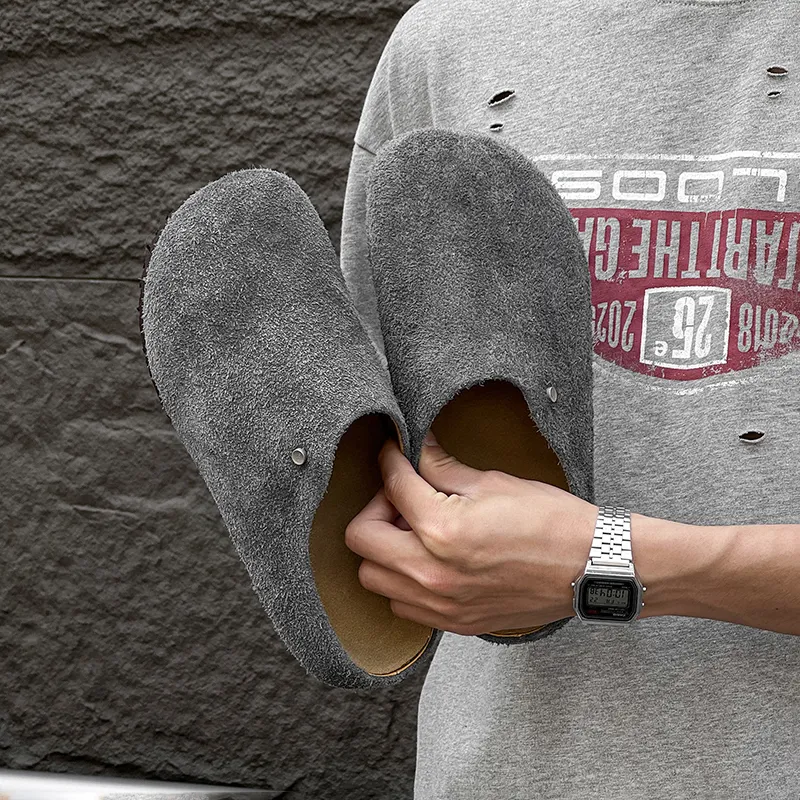 WEISHIBANGWEI Rubber Sole Slip Resistant Closed Toe Slippers Unisex Gray-1