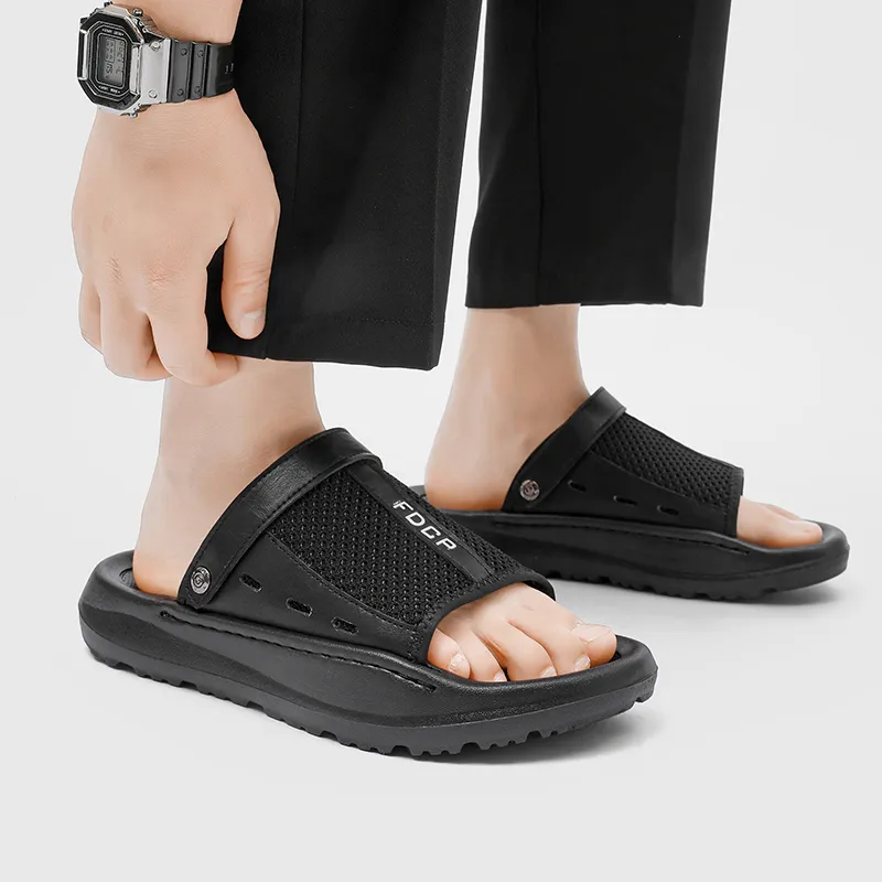 WEISHIBANGWEI Beach Sandals Men's Black-4