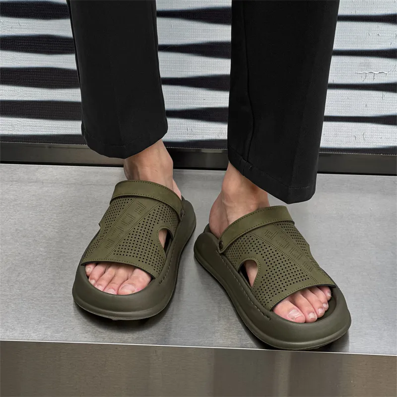 WEISHIBANGWEI Beach Sandals Men's Olive Green-5