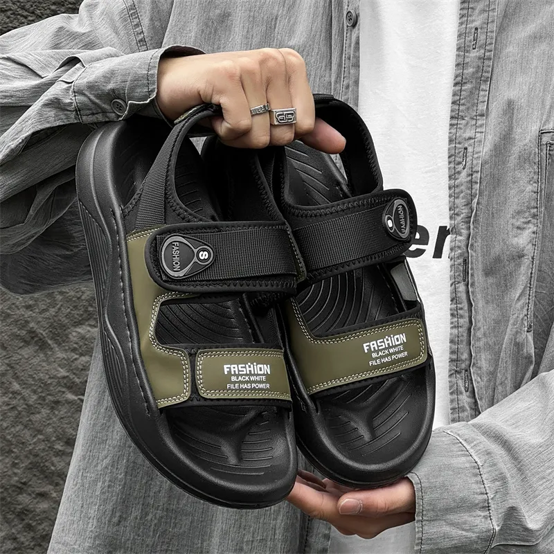 WEISHIBANGWEI Beach Sandals Men's Green-1