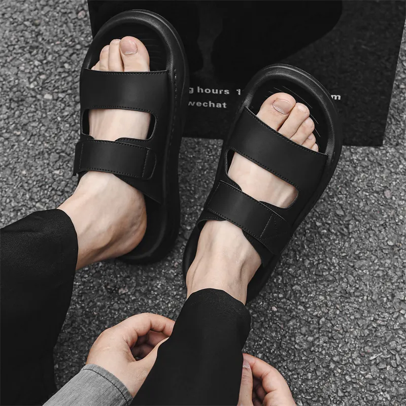 WEISHIBANGWEI Slip Resistant Abrasion Resistant Cushioning Slide Slippers Men's Black-2
