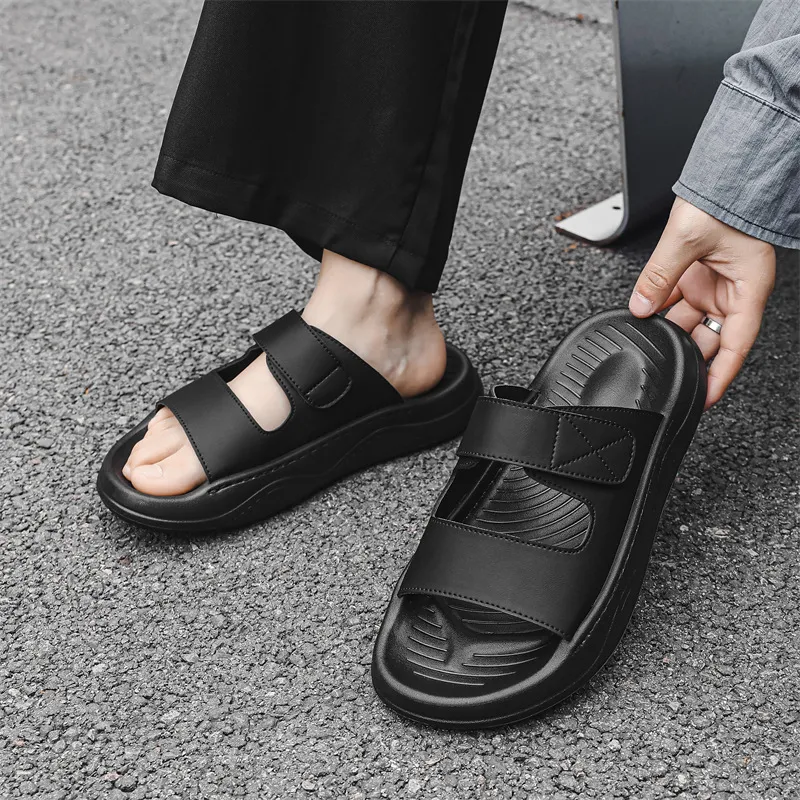 WEISHIBANGWEI Slip Resistant Abrasion Resistant Cushioning Slide Slippers Men's Black-1