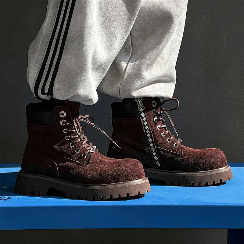 WEISHIBANGWEI Short Mid Calf Martin Boot Men's-11