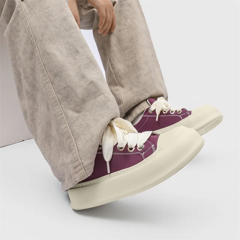 WEISHIBANGWEI Height Increasing Low Top Skateboard Shoes Men's Purple-5