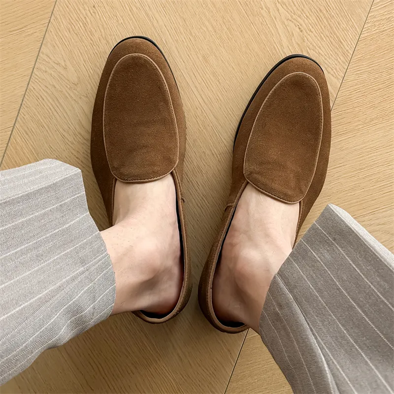WEISHIBANGWEI Loafers Men's Yellow-4