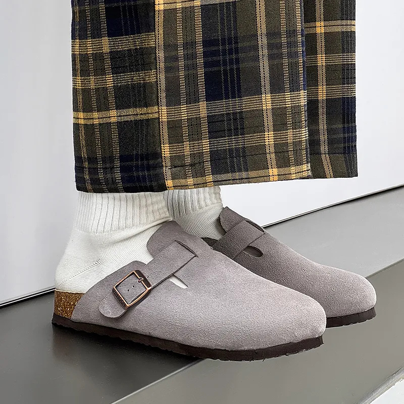 WEISHIBANGWEI Rubber Sole Closed Toe Slippers Unisex Gray-6