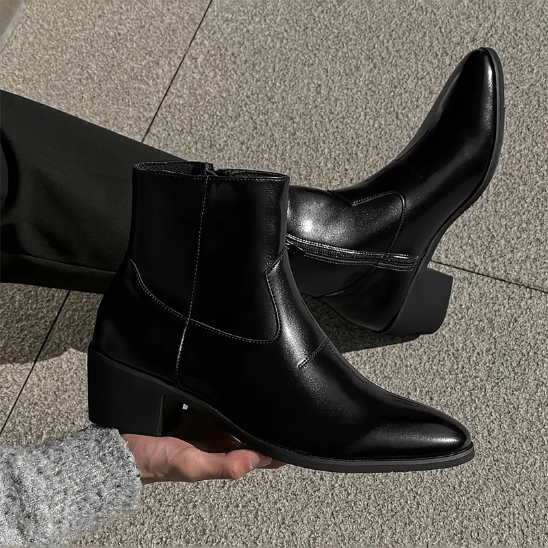 WEISHIBANGWEI Ankle Boots Men's Black-1