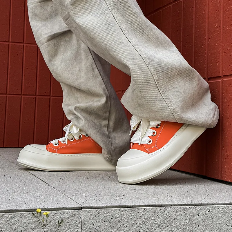 WEISHIBANGWEI Height Increasing Low Top Skateboard Shoes Men's Orange-6