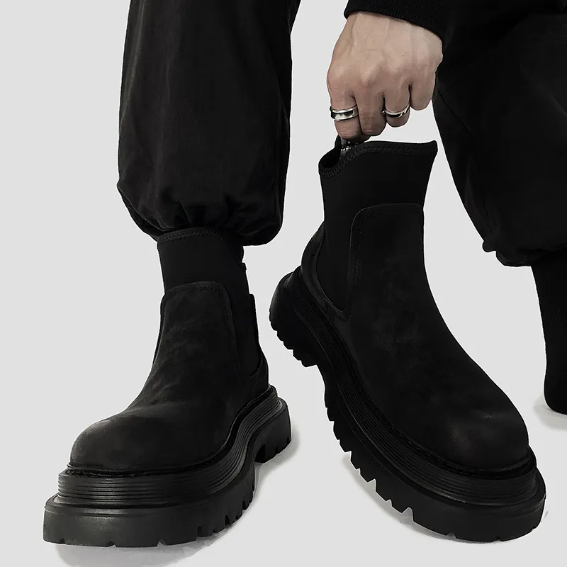 WEISHIBANGWEI Ankle Boots Men's Black-2