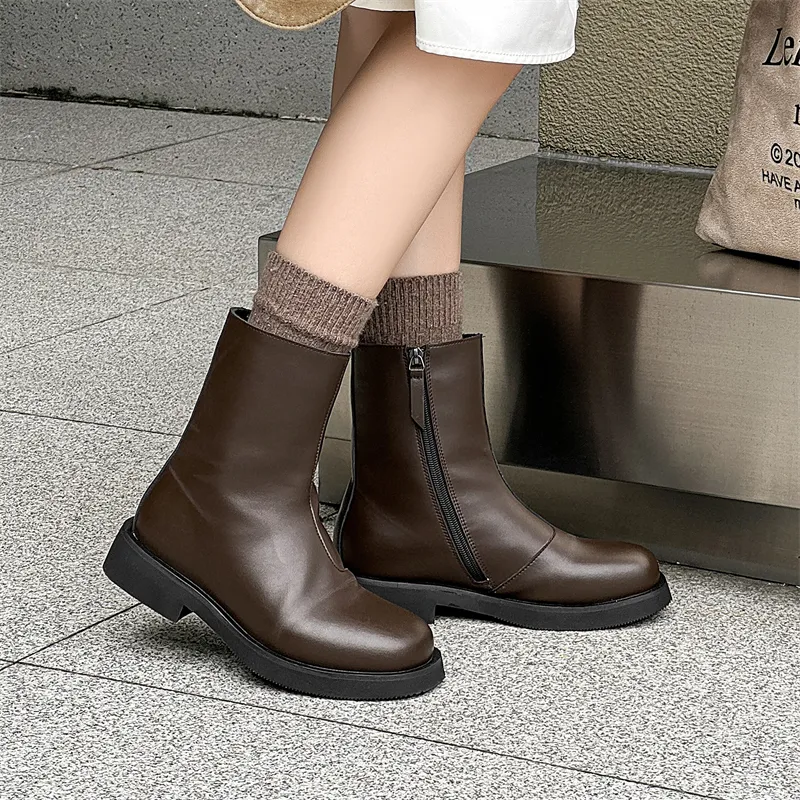 WEISHIBANGWEI Ankle Boots Unisex Brown-5