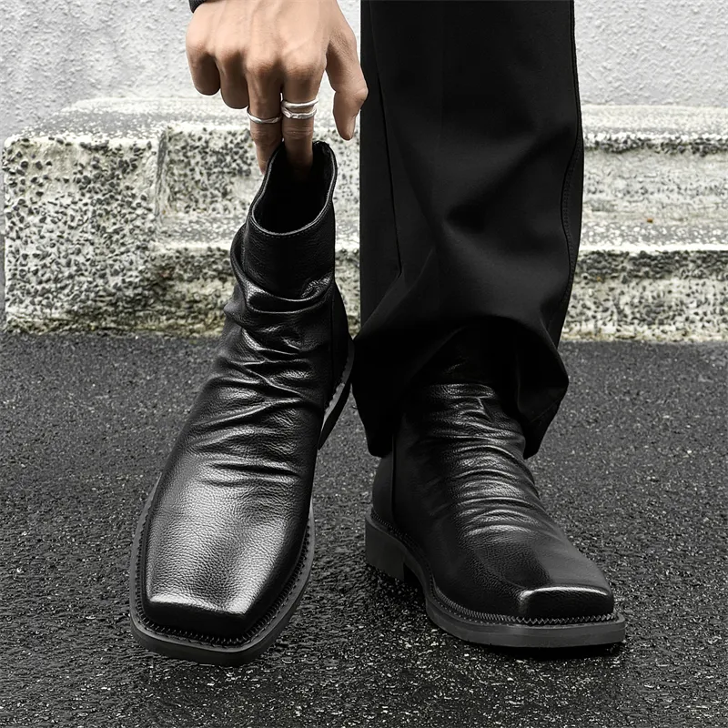 WEISHIBANGWEI Ankle Boots Unisex Black-3