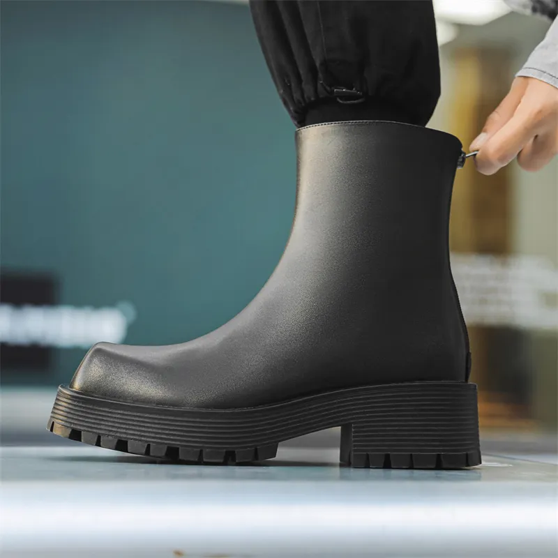 WEISHIBANGWEI Ankle Boots Men's Black-6