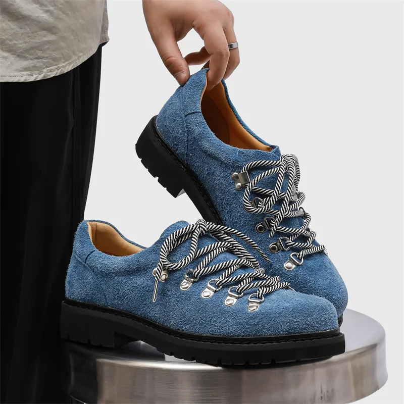 WEISHIBANGWEI Height Increasing Low Top Casual Shoes Men's Long Hair Blue-1