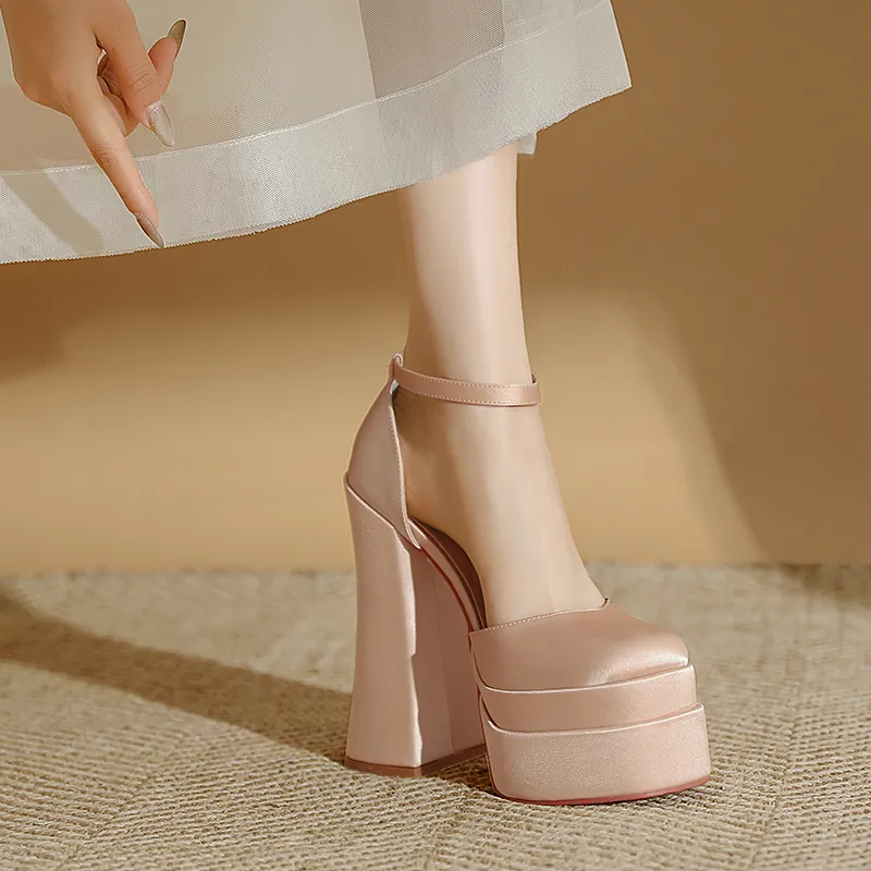 WEISHIBANGWEI High Heels Women's Champagne Pink-2