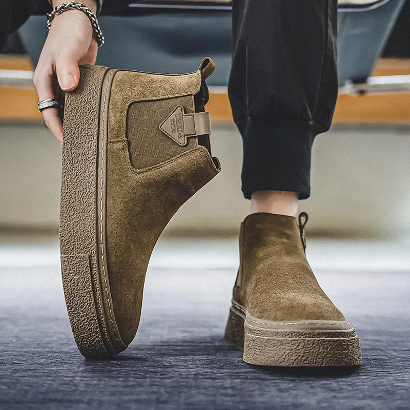 WEISHIBANGWEI Short Chelsea Boots Medium Heel Men's-2