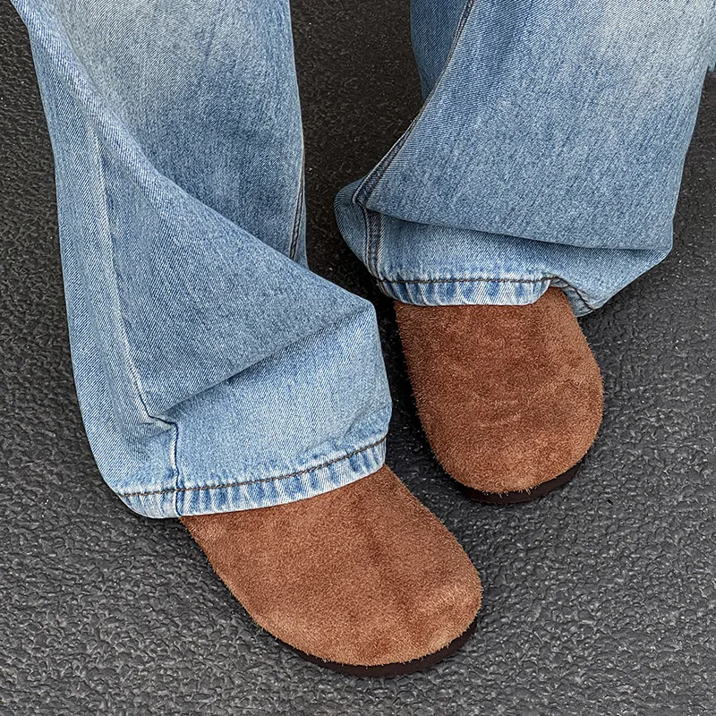 WEISHIBANGWEI Rubber Sole Slip Resistant Closed Toe Slippers Unisex Camel-6