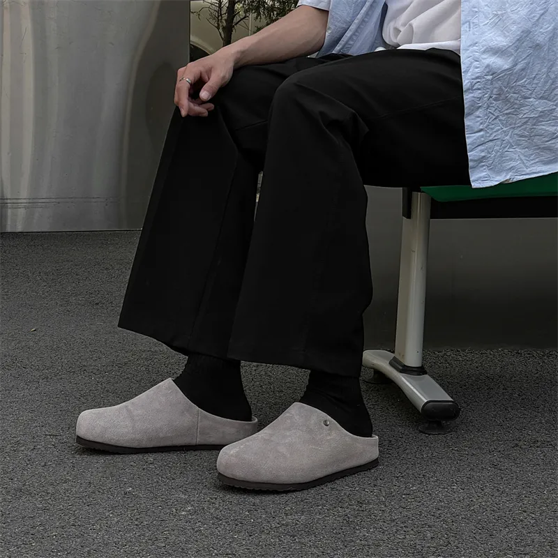 WEISHIBANGWEI Rubber Sole Slip Resistant Closed Toe Slippers Unisex White Gray-3