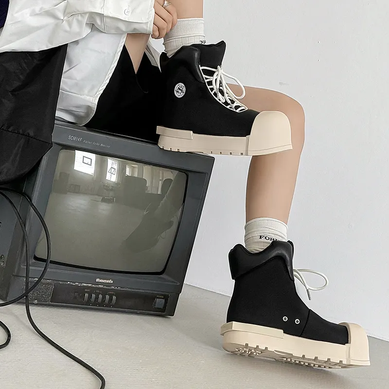 WEISHIBANGWEI Ankle Boots Unisex Black-7