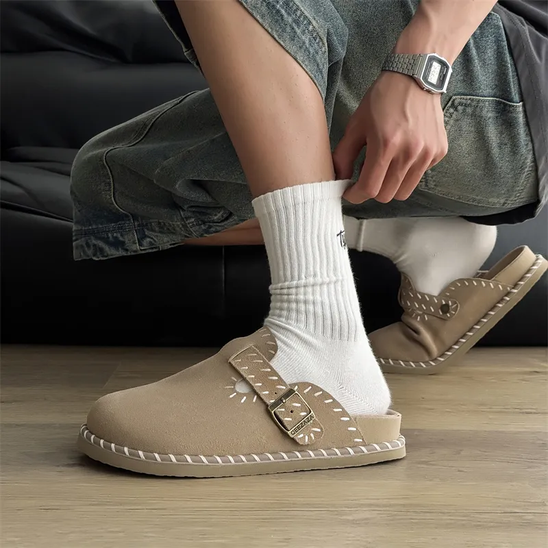 WEISHIBANGWEI Rubber Sole Slip Resistant Closed Toe Slippers Unisex Sand-4