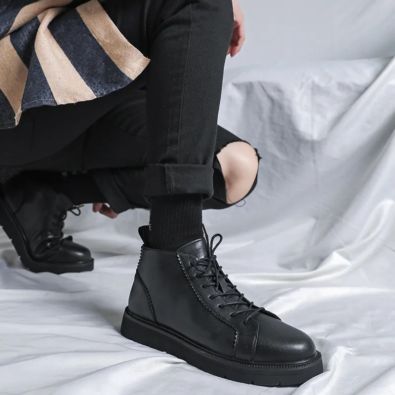 WEISHIBANGWEI Ankle Boots Men's Black-12