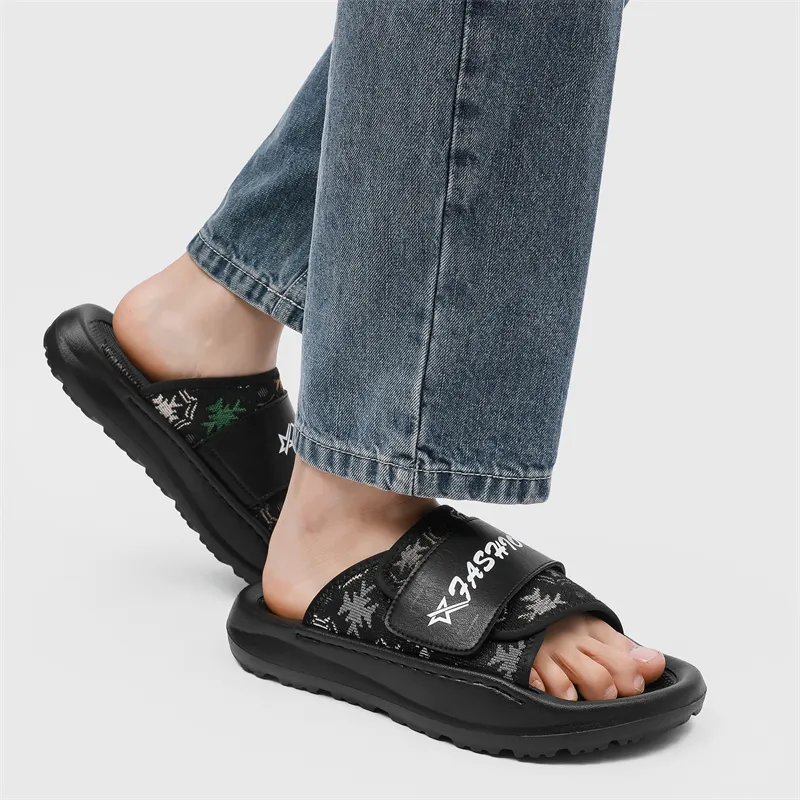 WEISHIBANGWEI Slip Resistant Odor Resistant Slide Slippers Men's Black-3