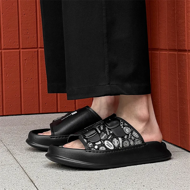WEISHIBANGWEI Slip Resistant Odor Resistant Slide Slippers Men's Black-6