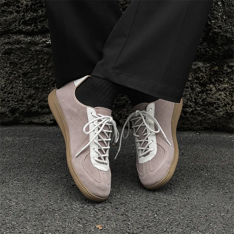WEISHIBANGWEI Low Top Skateboard Shoes Men's Beige Brown-5