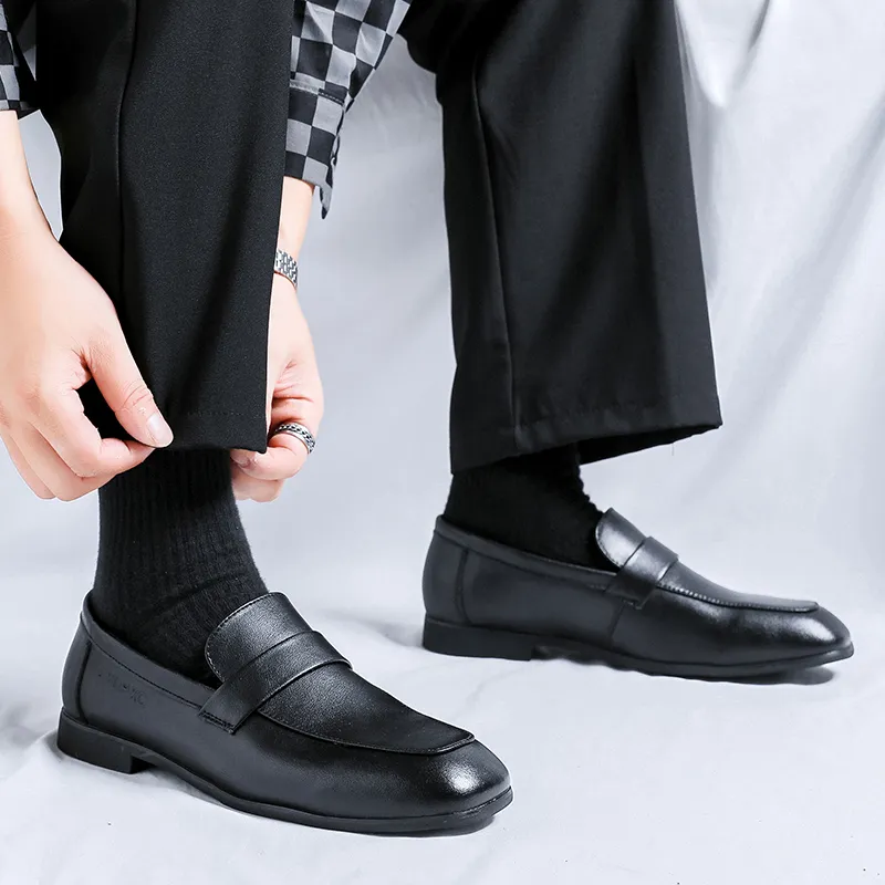 WEISHIBANGWEI Loafers Men's Black-3