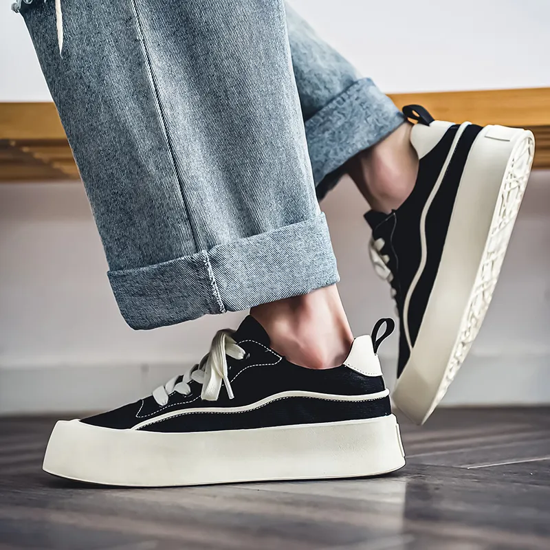 WEISHIBANGWEI Canvas Shoes Men's Black-7