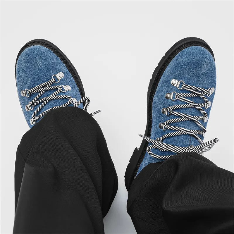 WEISHIBANGWEI Height Increasing Low Top Casual Shoes Men's Long Hair Blue-5