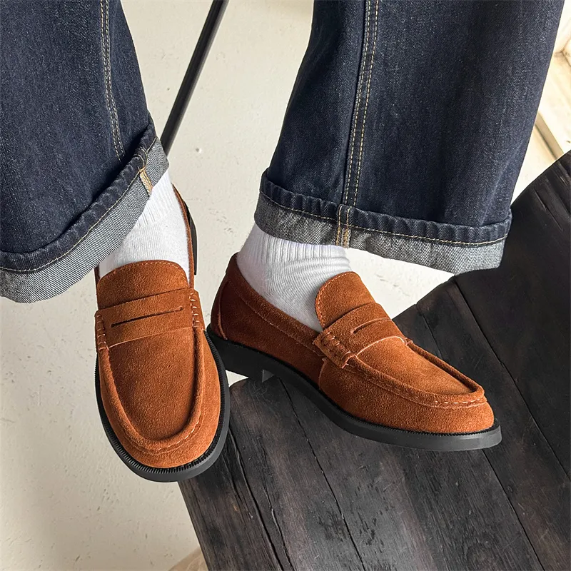 WEISHIBANGWEI Loafers Men's Brown-3