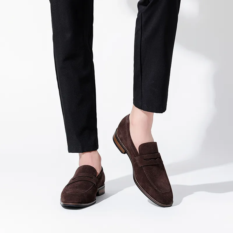 WEISHIBANGWEI Loafers Men's Dark Brown-3
