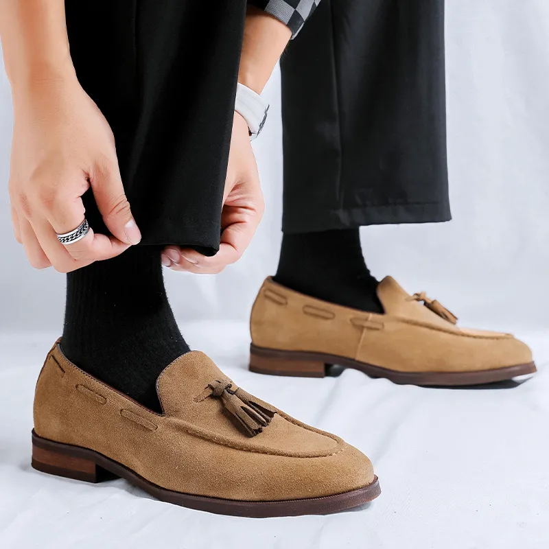WEISHIBANGWEI Loafers Men Yellow-5