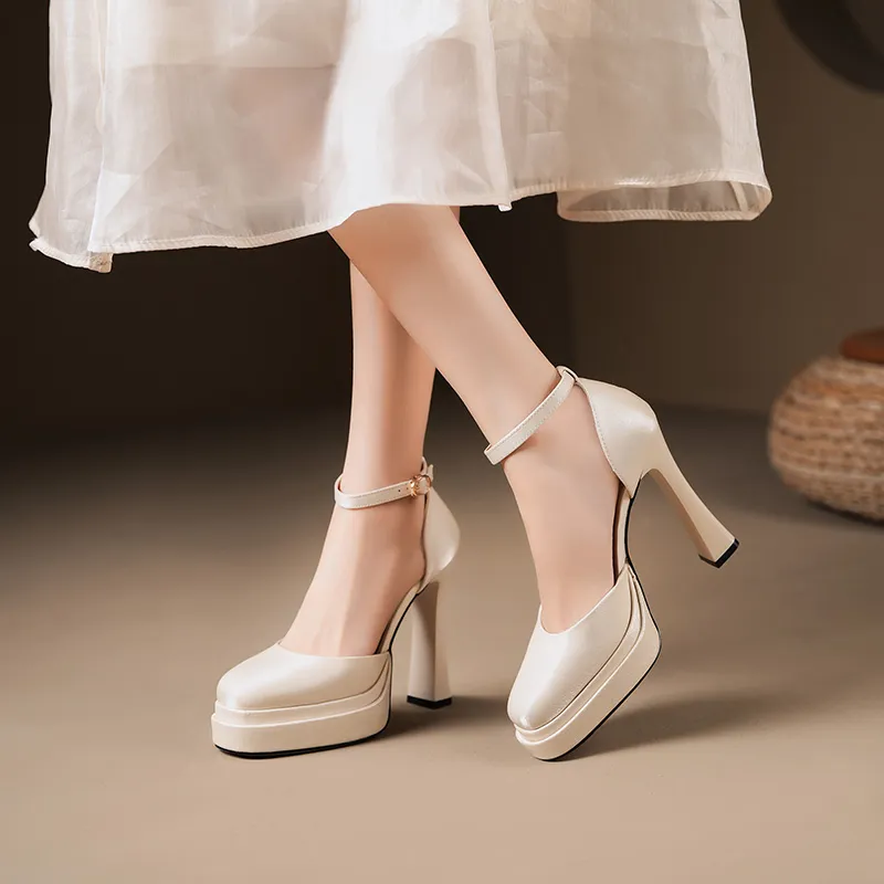 WEISHIBANGWEI Chunky Heel High Heels Women's-3