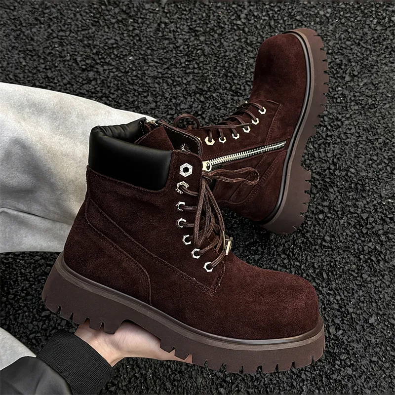 WEISHIBANGWEI Short Mid Calf Martin Boot Men's-8