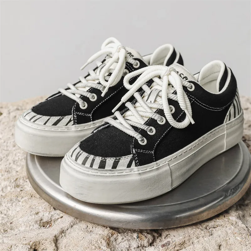 WEISHIBANGWEI Breathable Abrasion Resistant Slip Resistant Low Top Canvas Shoes Men's Black-3